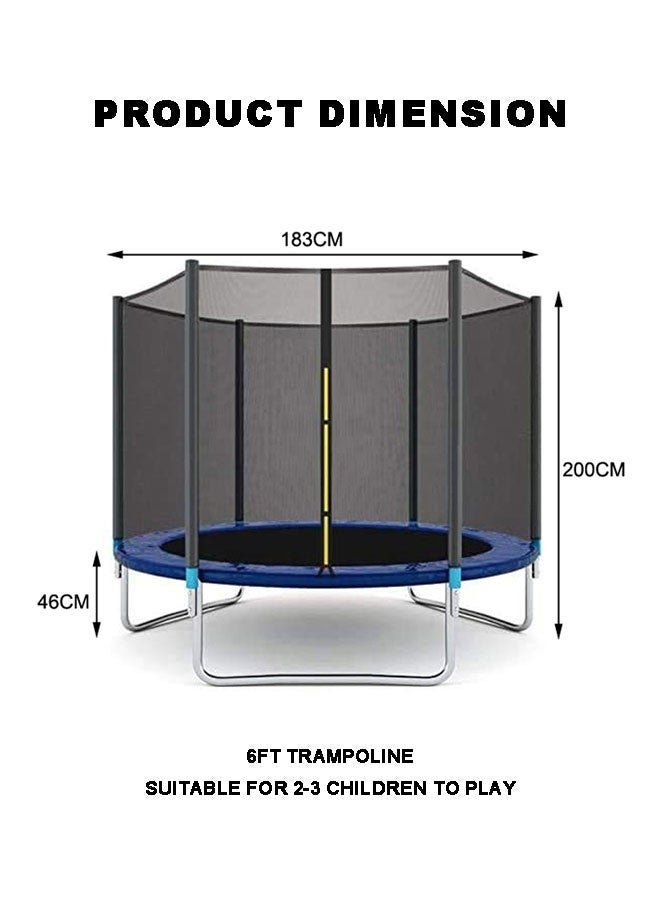 JSAITOYS Round Trampoline with Safety Enclosure Net 6FT for Kids and Adults Outdoor Garden Backyard Fun Bungee - Image 2